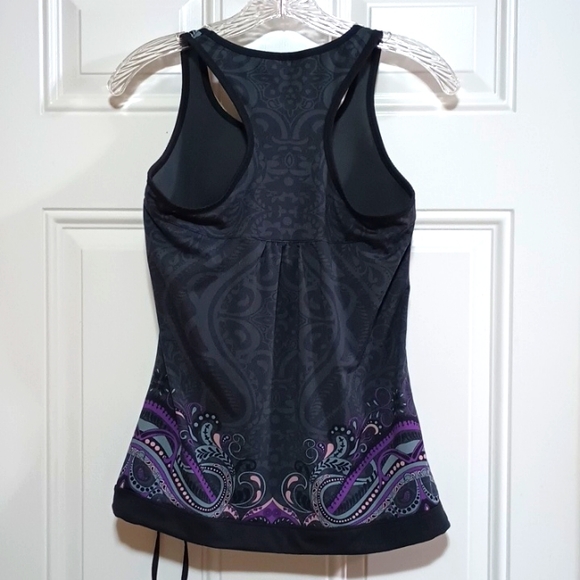 Athleta Tinker Tank Built-in Bra Tank Top Small Grey Purple Paisley, Small - Picture 2 of 9